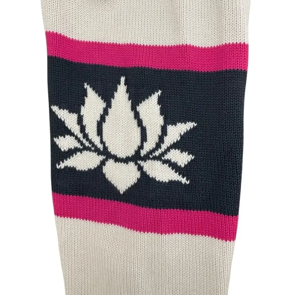 The Upside Organic Knit Lotus Intarsia Pullover V Neck Sweater XS